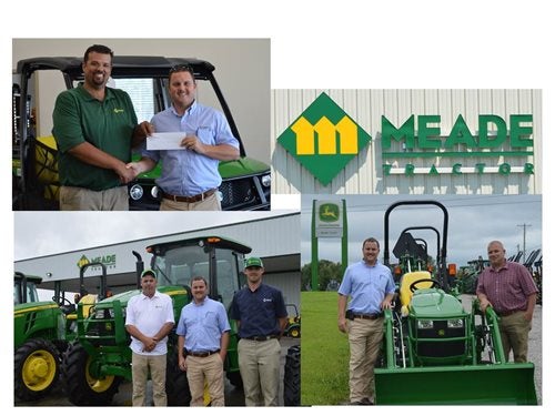 Meade tractor employees posing with green tractors